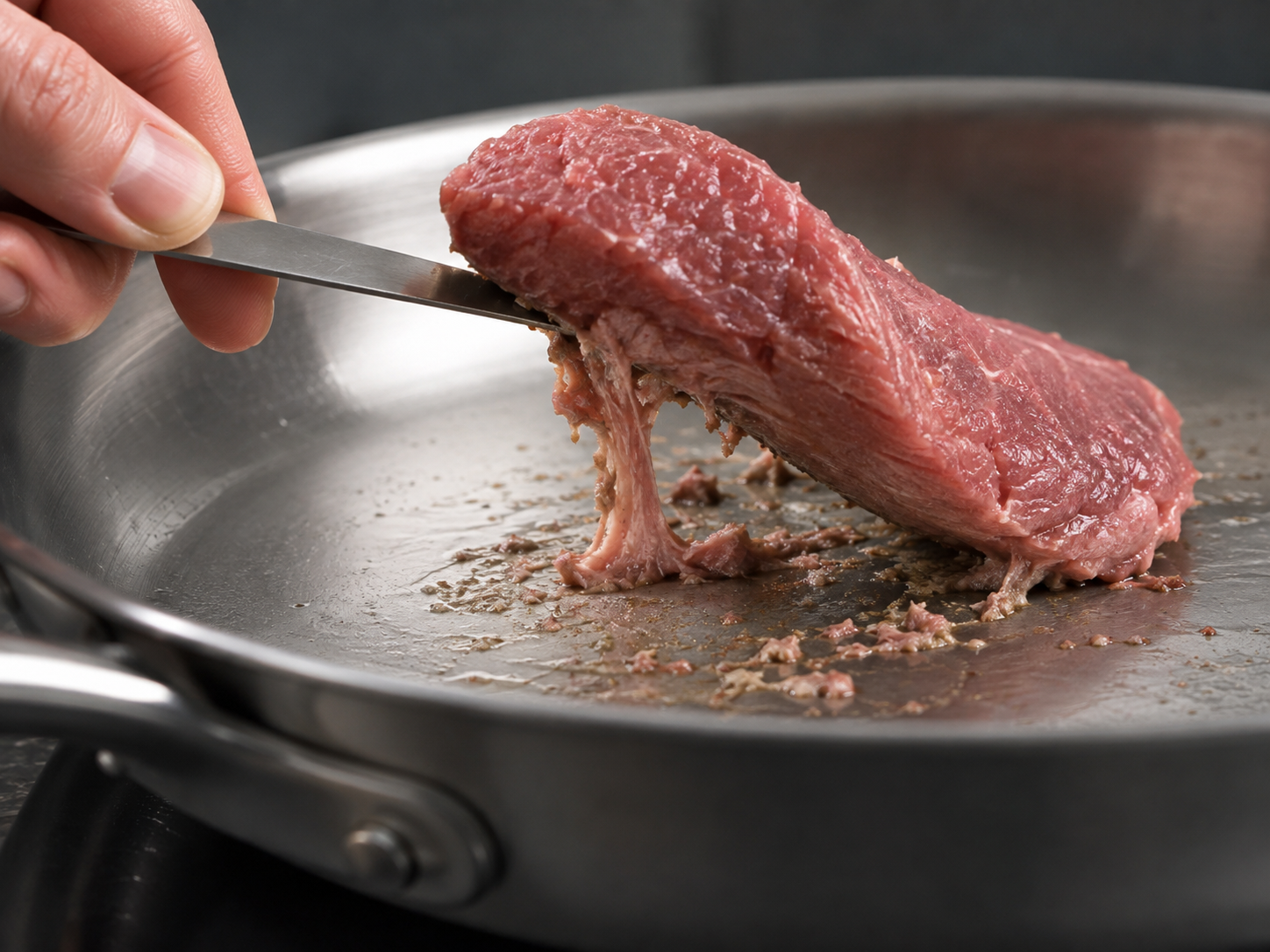 Adhérence d’une viande sur une poêle chaude