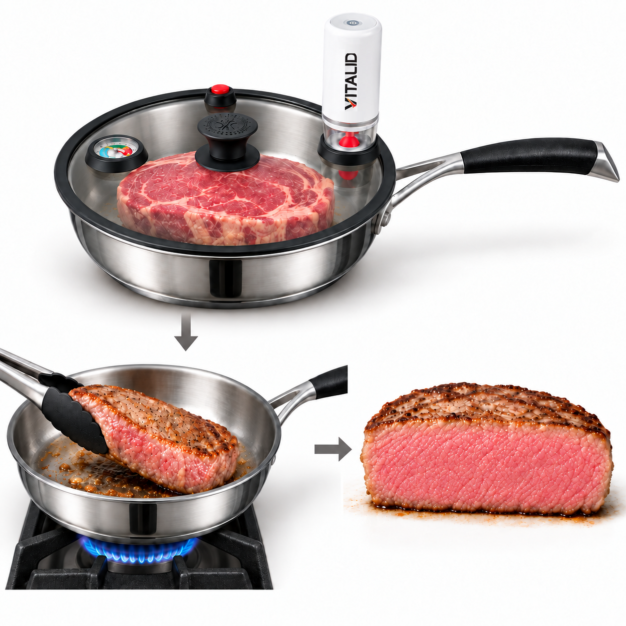 Les étapes de cuisson puis de grillade