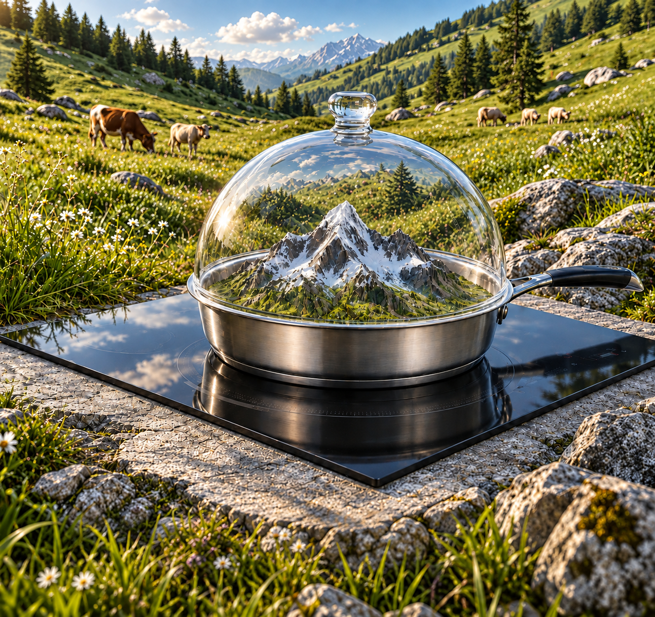 Une enceinte de cuisson sous cloche en montagne