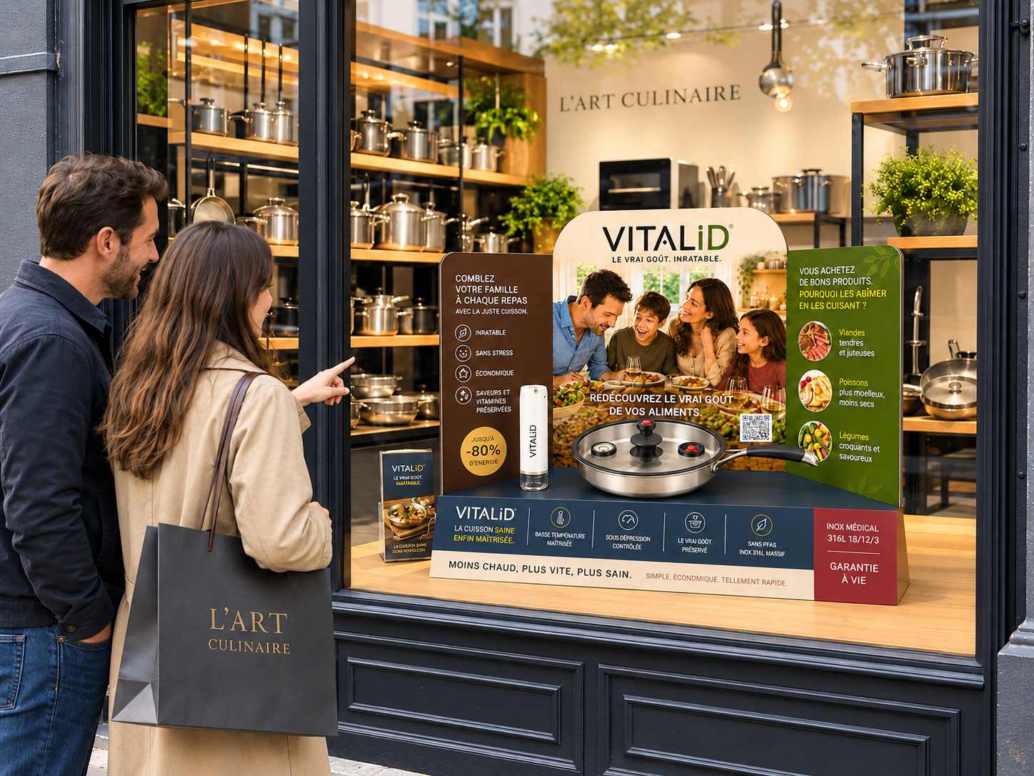 Des clients découvrent VITALID dans une boutique partenaire