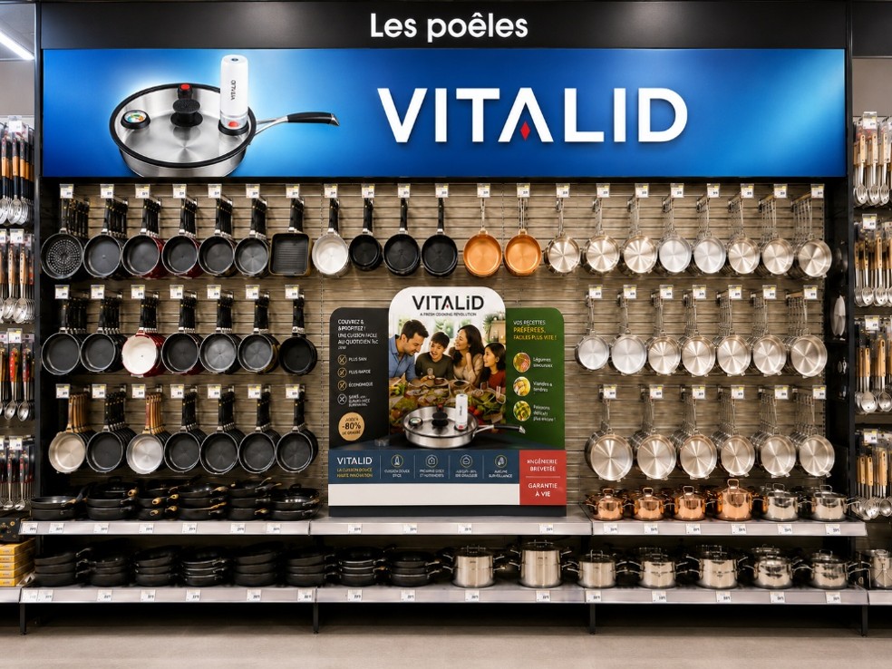 Rayon de poêles avec le présentoir VITALID